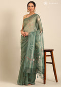 Green Color Nature InspiRed Printed Tissue Organza Saree - Taashi