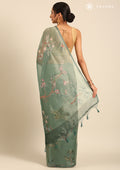 Green Color Nature InspiRed Printed Tissue Organza Saree - Taashi