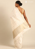 Cream Color EmbroideRed Cut Work Tussar Saree - Taashi