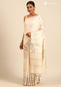 Cream Color Floral EmbroideRed Tussar Saree - Taashi