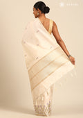 Cream Color Floral EmbroideRed Tussar Saree - Taashi