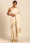 Cream Color Floral EmbroideRed Tussar Saree - Taashi