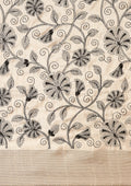 Cream A/O Jaal Floral Embroiderd Tussar Saree - Taashi