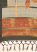 Dark Green And Orange Abstract Printed Tussar Saree - Taashi