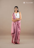 Dusty Pink EmbroideRed Cut Work And Printed Border Saree - Taashi