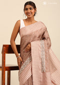 Brown EmbroideRed Cut Work And Printed Border Saree - Taashi