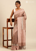Brown EmbroideRed Cut Work And Printed Border Saree - Taashi