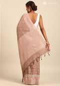 Brown EmbroideRed Cut Work And Printed Border Saree - Taashi