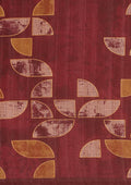 Maroon And Orange Abstract Printed Tussar Saree - Taashi