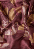 Maroon And Orange Abstract Printed Tussar Saree - Taashi