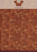 Maroon And Orange Abstract Printed Tussar Saree - Taashi