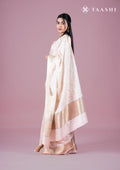 Off White Tussar Saree With Symmetrical Sequin Work - Taashi