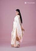 Off White Tussar Saree With Symmetrical Sequin Work - Taashi