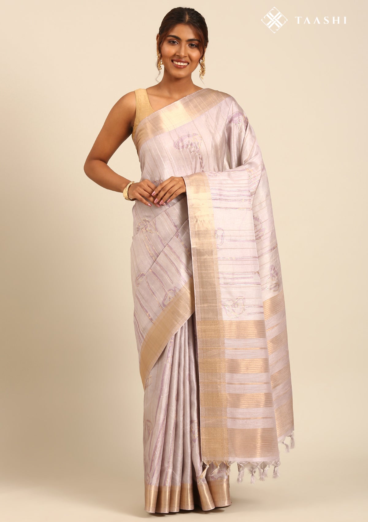 Mauve Abstract Printed Tussar Saree 