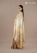 Pastel Yellow Neutral ColoRed Floral Printed EmbroideRed Cutwork Tussar Saree - Taashi