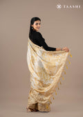 Pastel Yellow Neutral ColoRed Floral Printed EmbroideRed Cutwork Tussar Saree - Taashi