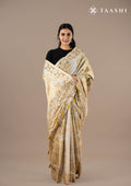 Pastel Yellow Neutral ColoRed Floral Printed EmbroideRed Cutwork Tussar Saree - Taashi