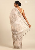 Grey Abstract Floral Printed Tussar SareeÂ  - Taashi