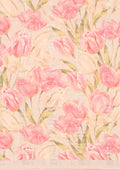 Pastel Lavender Tulip Flower Printed Tussar Saree - Taashi