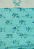 Teal Digital Print And Beads Embroideryn Tussar Saree - Taashi