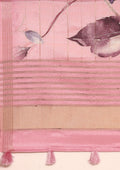 Pink Digital Print  With Zari Ari Embroidery Tussar Saree - Taashi