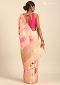 Lavender Digital Print  With Zari Ari Embroidery Tussar Saree - Taashi