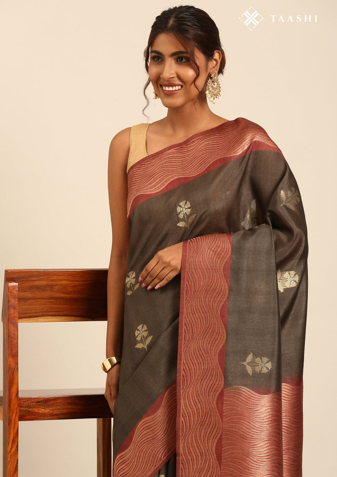 Forest Green Tussar Contemporary Woven Saree