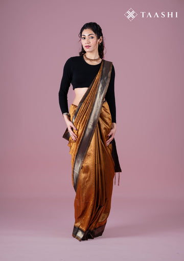 Amber Gold Tussar Brocade Weaving Saree