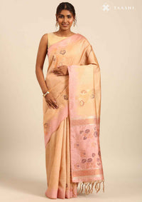 Pastel Mustard Tussar Contemporary Woven Saree