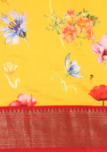 Yellow Floral Printed Silk Saree - Taashi
