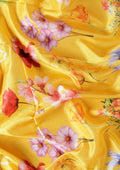 Yellow Floral Printed Silk Saree - Taashi