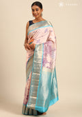Peach Traditional Printed Silk Saree - Taashi