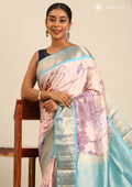 Peach Traditional Printed Silk Saree - Taashi