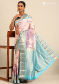 Peach Traditional Printed Silk Saree - Taashi
