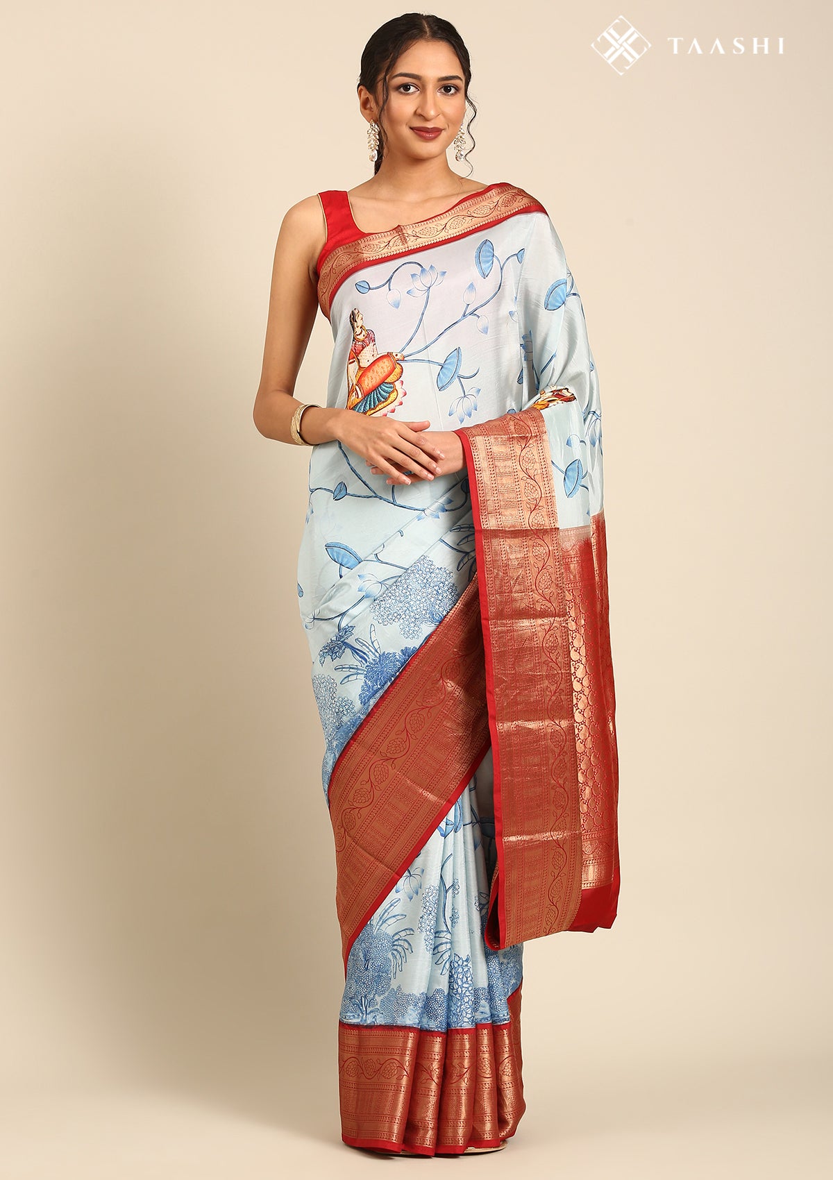Blue Traditional Printed Silk Saree