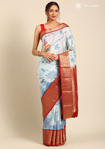 Blue Traditional Printed Silk Saree