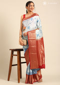 Blue Traditional Printed Silk Saree - Taashi