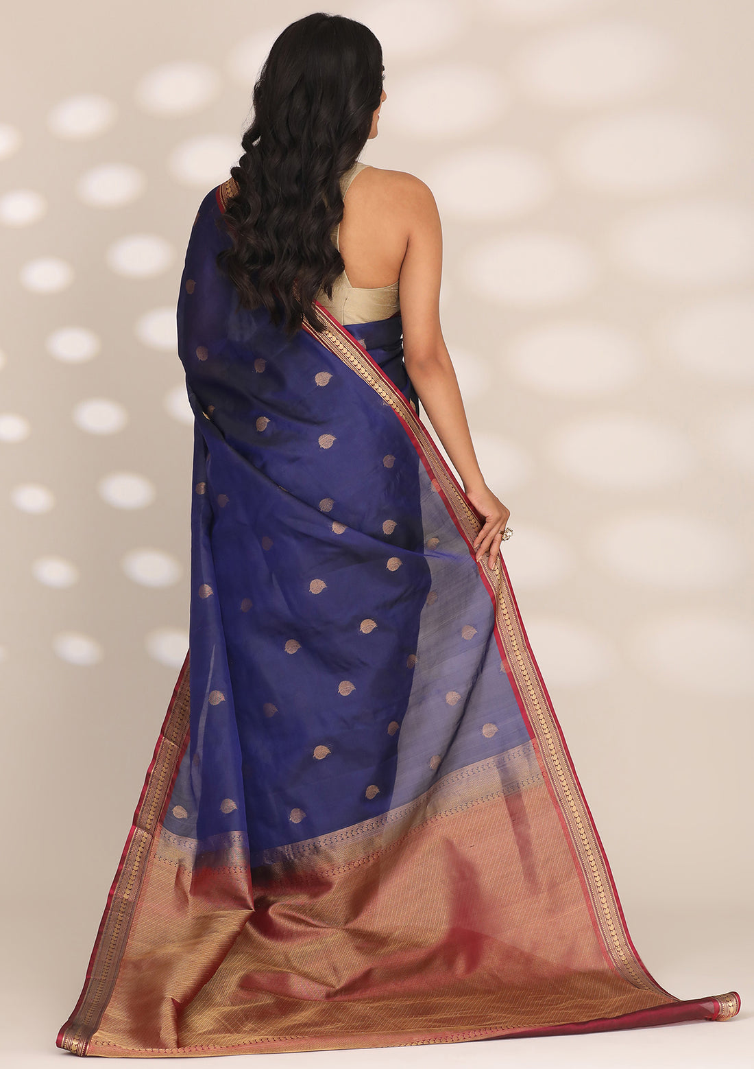 Navy Blue Pure Silk Woven Saree