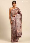 Plum Pure Tissue Meadow Floral Printed Saree