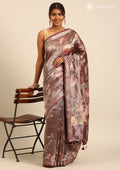 Purple Small Woven Patterns And Nature InspiRed Printed Tissue Saree - Taashi