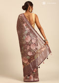 Purple Small Woven Patterns And Nature InspiRed Printed Tissue Saree - Taashi