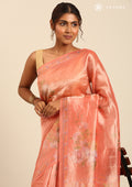 Peach Color Floral Printed Saree - Taashi