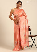 Peach Color Floral Printed Saree - Taashi
