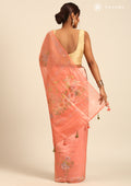Peach Color Floral Printed Saree - Taashi