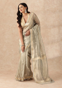 Pastel Blue Pure Tissue Woven Saree