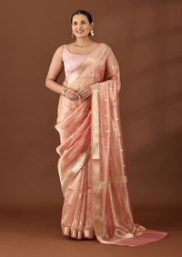 Pastel Pink Pure Tissue Woven Saree