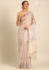 Mauve Organza Contemporary Printed Saree