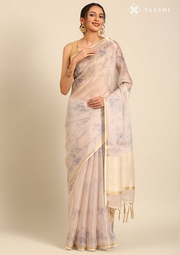 Mauve Organza Contemporary Printed Saree
