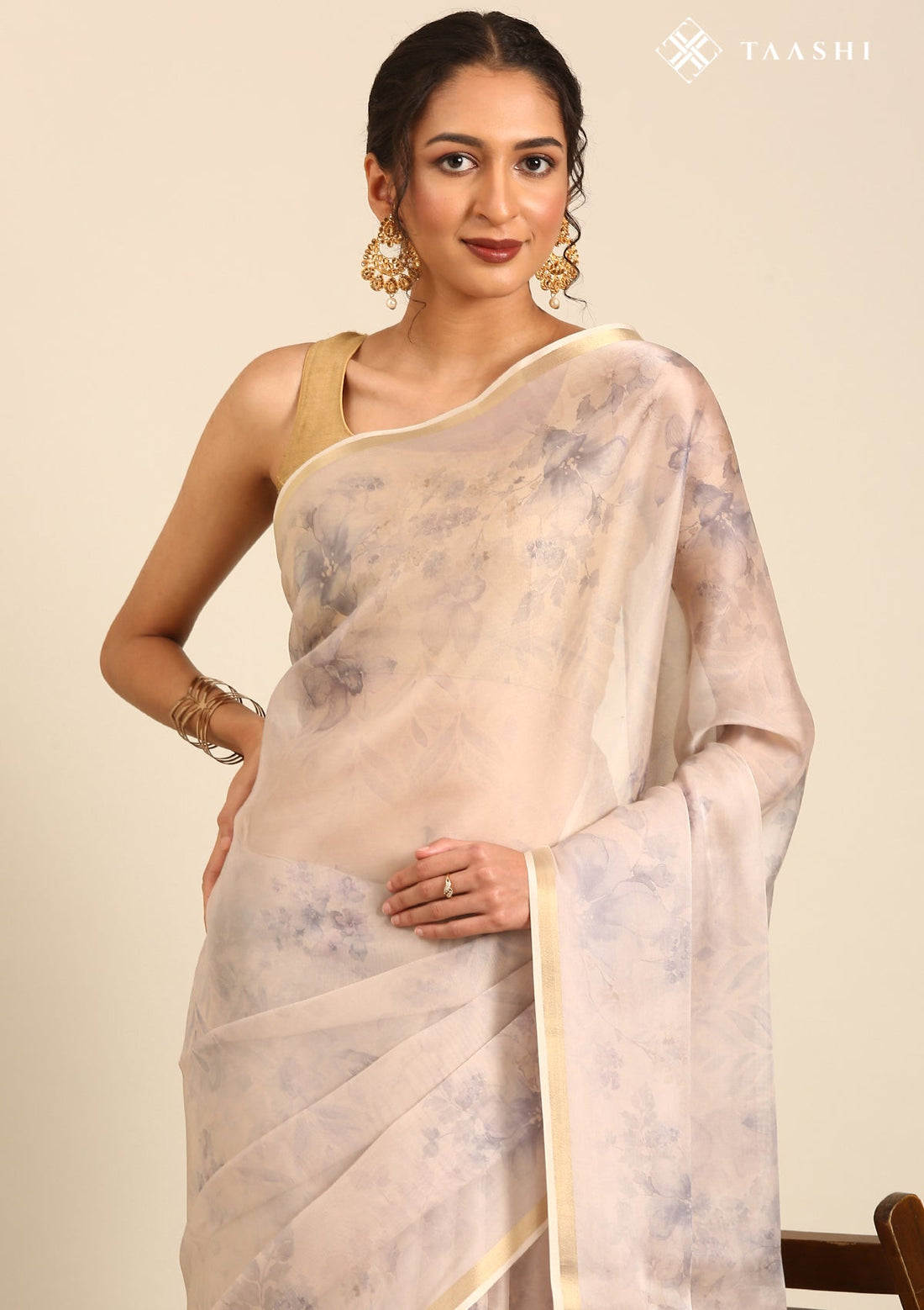 Mauve Organza Contemporary Printed Saree