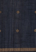 Midnight Blue Thread-Woven Butta Tussar Saree - Taashi